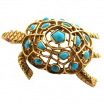 BOUCHERON PARIS, A Gold and Turquoise Scatter Pin, c 1950-1